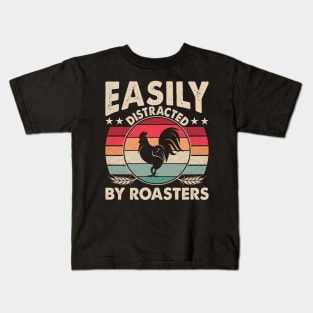 Easily Distracted By Roasters Funny Farming Quote Kids T-Shirt